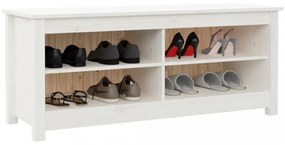 fehér tömör fenyőfa cipőtároló pad 110 x 38 x 45,5 cm