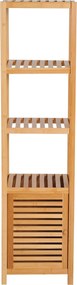 HOMCOM Fürdőszobaszekrény Karcsú, Magas WC Szekrény 3 Nyitott Polccal, Bambusz Fürdőszobaszekrény Kisebb Terekhez 36 x 33 x 140 cm Természetes | Aosom