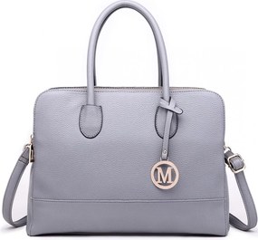 Szürke nagyméretű shopper táska medállal „Avery”