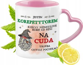 Korrepetitor bögre Rózsaszín, szív alakú füllel Kávé ajándék