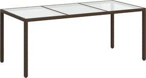 vidaXL barna polyrattan és edzett üveg kerti asztal 190 x 90 x 75 cm