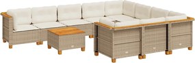 vidaXL 11 részes bézs polyrattan kerti ülőgarnitúra párnákkal