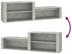 betonszürke szerelt fa cipőszekrény 150x35x45 cm