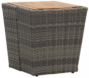 szürke polyrattan és tömör akácfa teázóasztal 41,5x41,5x43 cm