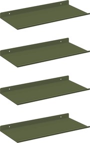 vidaXL Lebegő polc 4 pcs Olajzöld 40 x 18 x 2,5 cm Acél