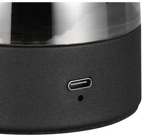 Szürke LED asztali lámpa üveg búrával (magasság 18 cm) Dooley – Trio