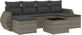vidaXL 7 részes szürke polyrattan kerti ülőgarnitúra párnákkal