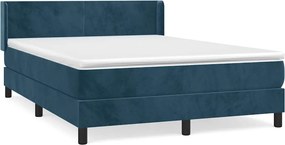 vidaXL sötétkék bársony rugós ágy matraccal 140x190 cm