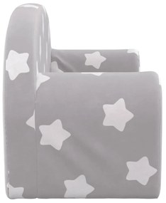 2 személyes világosszürke csillagmintás plüss gyerek kanapéágy