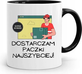 Fekete Bögre Futárnak A Leggyorsabban Szállítok fényképes nyomattal