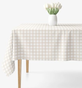 Goldea szögletes terítő 100% pamutvászon - latté kockás 140 x 220 cm