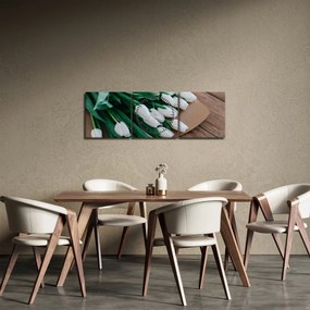 Egy csokor fehér tulipán képe (órával) (90x30 cm)