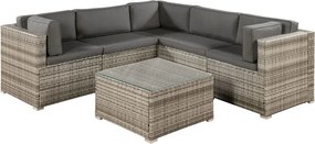 Juskys Nassau kerti rattan bútor szett - bézs-szürke