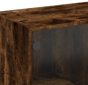 füstös tölgy színű magasszekrény ajtókkal 68x37x142 cm