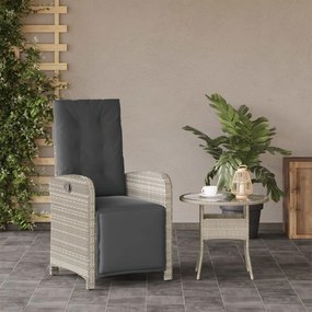 világosszürke polyrattan dönthető kerti szék lábtartóval