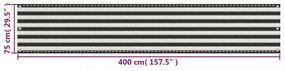 balkon napellenző HDPE 75x400 cm Antracit és fehér