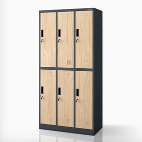 Antracit / Sonoma tölgy színű, 6 ajtós Eco Design IGOR BHP öltözőszekrény, 900 x 1850 x 450 mm