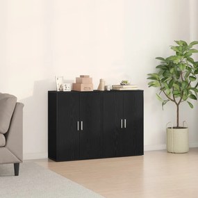 2 db fekete tölgy oldalszekrény 60x31x84 cm, mérnöki fa