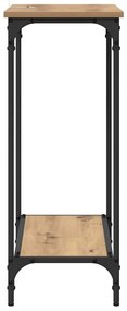 Konzolasztal polcokkal kézműves tölgy 75 x 30.5 x 75 cm Faanyag