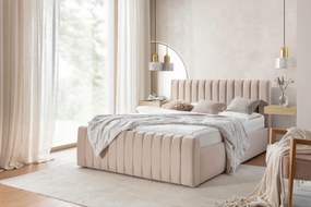 Nicole franciaágy 160x200 tárolóval - bézs Velluto 2 bársony