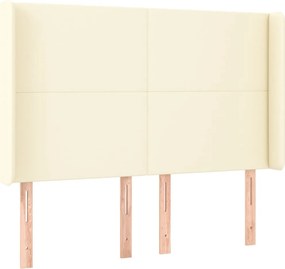 krémszínű műbőr fejtámla szárnyakkal 147x16x118/128 cm