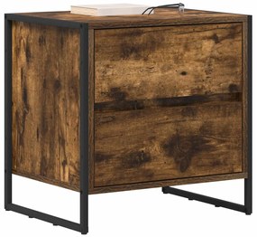 vidaXL Éjjeli asztal fiókkal Füstös tölgy 50 x 39.5 x 50 cm Faanyag