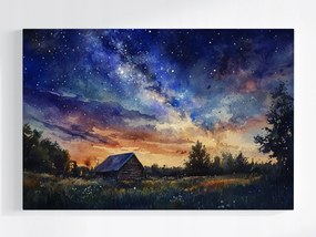 Vászonkép Canvas Kilátás Tájkép Falu Ég Csillagok 60x40