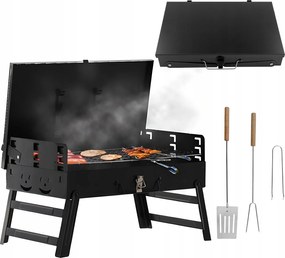 Faszenes Grill Túra Kerti Összecsukható Bőrönd Villával És Lapáttal