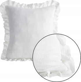 Pamut Párnahuzat Fodros Jázmin 45x45cm dekoratív Fehér