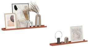 vidaXL Falpolc polcokkal tárolóval 2 pcs Piros 80 x 9 x 3 cm Faanyag