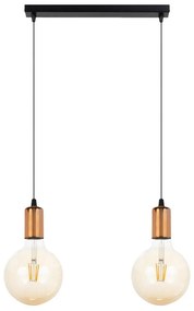 Csillár zsinóron MIROS 2xE27/60W/230V fekete/réz