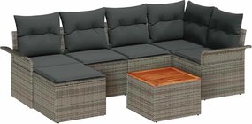 vidaXL Kerti Kanapé Szett tárolóval 7 pcs Szürke polirattan