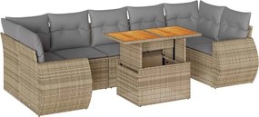 vidaXL 8 részes bézs polyrattan kerti ülőgarnitúra párnával
