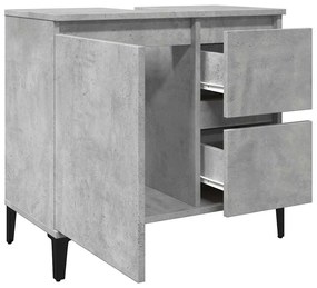 betonszürke szerelt fa mosdószekrény 65 x 33 x 60 cm