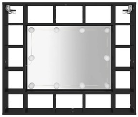 fekete LED-es tükrös szekrény 91x15x76,5 cm