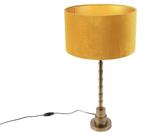 Art Deco asztali lámpa bársony árnyékolóval, sárga 35 cm - Pisos