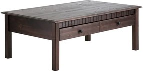 Linda sötétbarna 2 fiókos dohányzóasztal masszív fenyőfából - Støraa