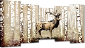 Vászonkép 150x80 Szarvas Nyírfa Erdő
