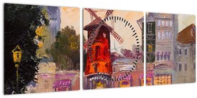 Kép - Moulin rouge, Párizs, Franciaország (órával) (90x30 cm)