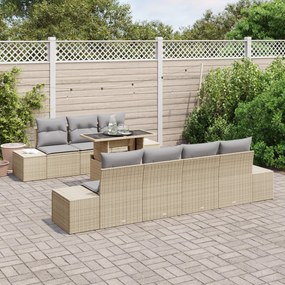 8 darabos kertibútor szett párnákkal bézs műrattan