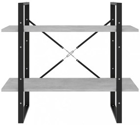 2-szintes betonszürke szerelt fa könyvszekrény 80 x 30 x 70 cm