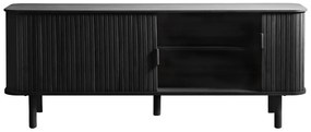 Fekete TV-állvány tölgyfa dekorral 160x56 cm Cavo – Unique Furniture