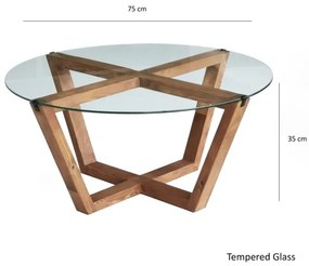 Kávésasztal LOTUS 35x75 cm barna/átlátszó