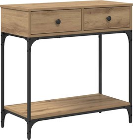 vidaXL Konzolasztal fiókkal kézműves tölgy 75 x 34.5 x 75 cm Faanyag
