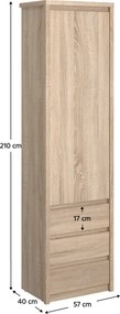 Könyvespolc, DTD laminált, tölgy sonoma, NORTY TYP 5