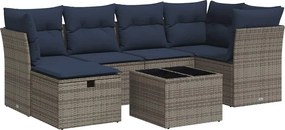 vidaXL 7 részes szürke polyrattan kerti ülőgarnitúra párnákkal