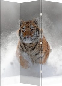 Paraván - Futó tigris a hóban (126x170 cm)