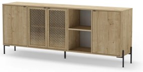 Natúr színű alacsony komód tölgyfa dekorral 200x80 cm Inca – Marckeric