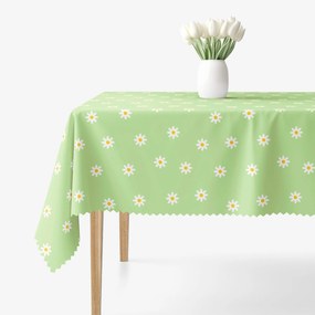 Goldea teflonos asztalterítő - százszorszépek zöld alapon 100 x 100 cm