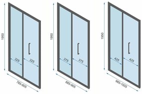 Rea Rapid Fold, 3 falú zuhanykabin 100 (ajtó) x 100 (fal) x 100 (fal) x 195 cm, 6/4mm átlátszó üveg, arany fényes profil, KPL-09408